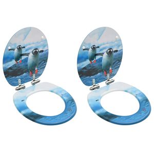 vidaXL Toiletbrillen met soft-close deksel 2 st pingu&iuml;n MDF