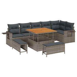 vidaXL Tuinbankenset met kussen 11 pcs Grijs poly rattan