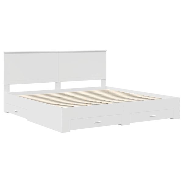 vidaXL Bedframe met hoofdeinde met lade Wit 200 x 200 cm Bewerkt hout