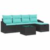 vidaXL Bankstel met kussen met opslag 6 pcs Zwart poly rattan