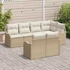 vidaXL Tuin Sofa Set met kussen met opslag 7 pcs Beige Poly riet