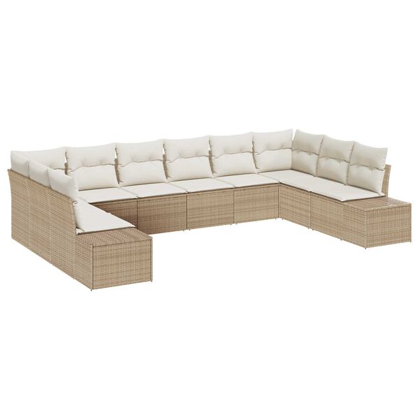 vidaXL Tuin Sofa Set 10 pcs beige en crèmekleurig Poly Rattan