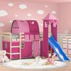 vidaXL Kinderhoogslaper met toren 90x200 cm massief grenenhout roze