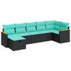 vidaXL 7-delige Loungeset met kussens poly rattan zwart