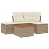 vidaXL 5-delige Loungeset met kussens poly rattan beige