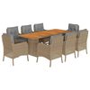 vidaXL 9-delige Tuinset met kussens poly rattan beige