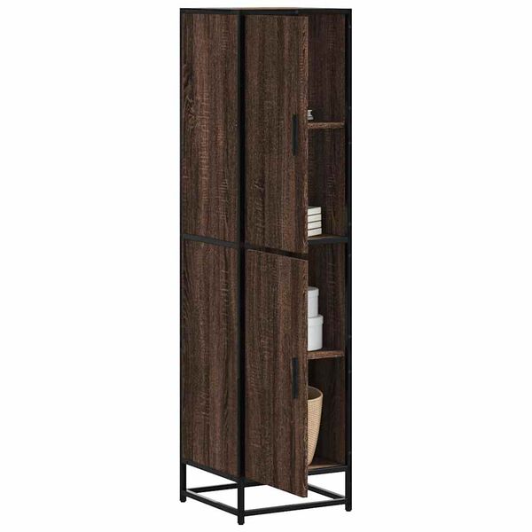 vidaXL Hoge kast 35,5x35x139 cm bewerkt hout en metaal bruin eiken