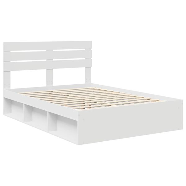 vidaXL Bedframe met hoofdeinde Wit 140 x 190 cm Massief grenenhout