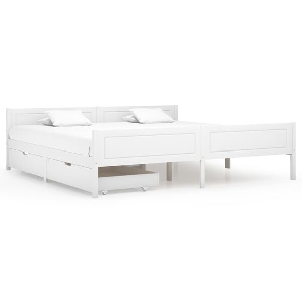 vidaXL Bedframe met 2 lades massief grenenhout wit 200x200 cm