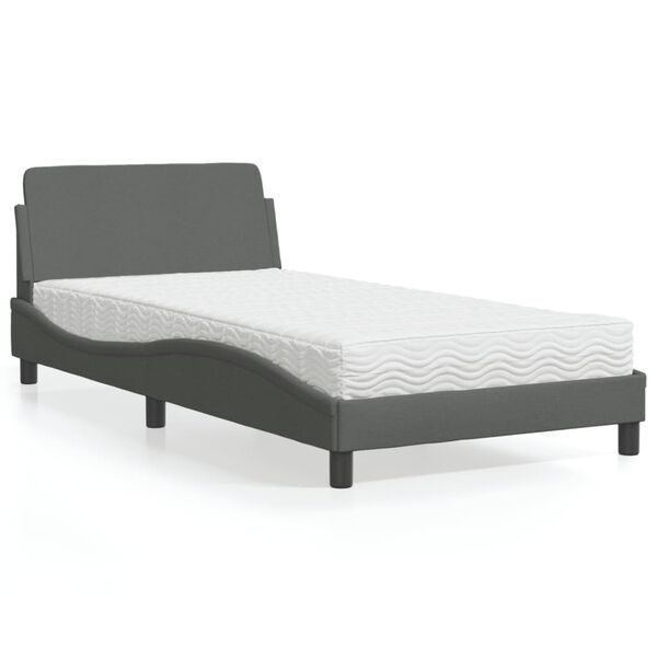 vidaXL Bed met matras "Dover" stof donkergrijs 100x200 cm