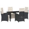 vidaXL Tuin eettafelset 5 st Zwart poly rattan