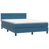 vidaXL Boxspring met matras fluweel donkerblauw 140x210 cm