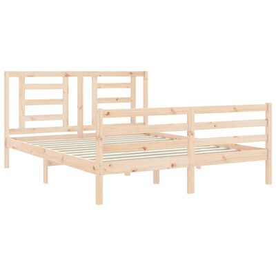 vidaXL Bedframe met hoofdbord massief hout