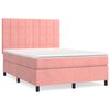 vidaXL Boxspring met matras fluweel roze 140x190 cm