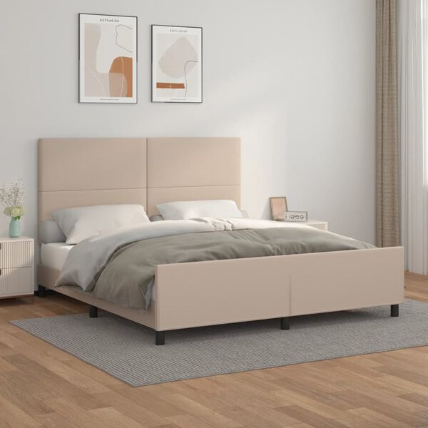 vidaXL Bedframe met hoofdbord kunstleer cappuccinokleurig 160x200 cm