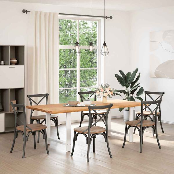 vidaXL Eettafel met natuurlijke rand 220x100x74 cm massief eikenhout