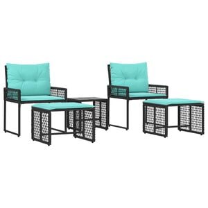 vidaXL Buitenmeubelset 5 st Zwart en Turquoise