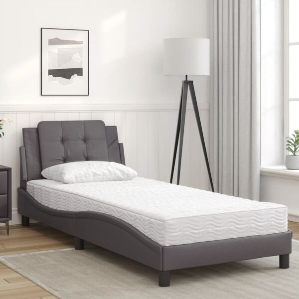 vidaXL Bedframe zonder matras "Zadar" kunstleer grijs 80x200 cm