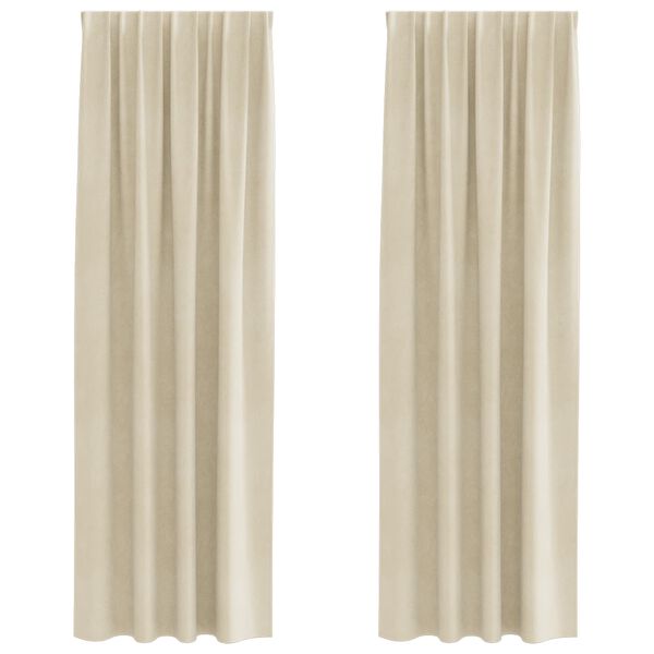 vidaXL Verduisterende gordijnen 2 pcs Cr&egrave;me 140 x 260 cm Fluweel
