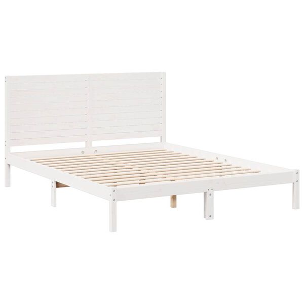 vidaXL Bedframe extra lang zonder matras massief hout wit 140x220 cm