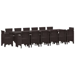 vidaXL Tuin Eetset 15 pcs Bruin Polt riet