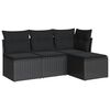 vidaXL 4-delige Loungeset met kussens poly rattan zwart