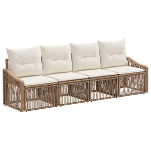 vidaXL Tuinbankenset 4 st Beige poly rattan