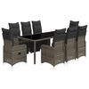 vidaXL 9-delige Bistroset met kussens poly rattan grijs