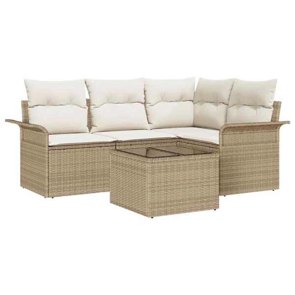 vidaXL Tuin Sofa Set met kussen 5 pcs Beige poly rattan