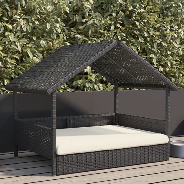 vidaXL Hondenhok met kussen poly rattan