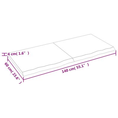 vidaXL Wastafelblad 140x60x(2-4) cm onbehandeld massief hout