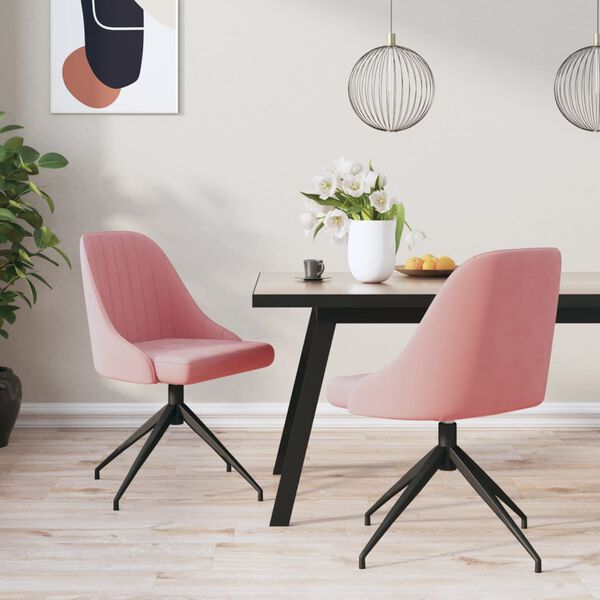 vidaXL Eetkamerstoelen 2 st fluweel roze