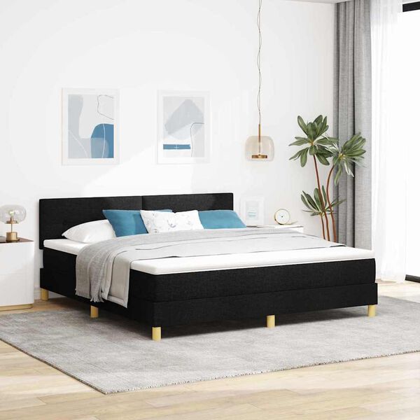 vidaXL LED Box Spring Bed met matras met LED Zwart 180 x 200 cm Stof
