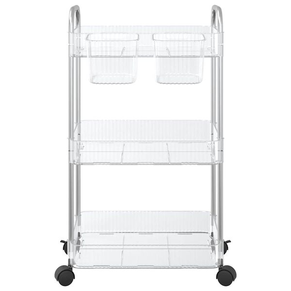 vidaXL Opbergtrolley 3-laags 37x28x68 cm acryl transparant