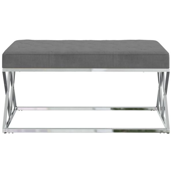 vidaXL Bankje fluweel en roestvrij staal donkergrijs