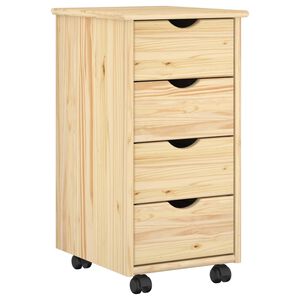 vidaXL Rolling Kast met wiel Bruin 65,5 x 34 x 39 cm Massief Vurenhout