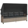 vidaXL Ligbed met luifel en kussens poly rattan&nbsp;lichtgrijs