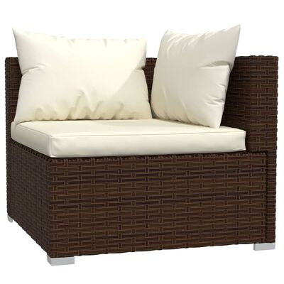 vidaXL 11-delige Loungeset met kussens poly rattan bruin