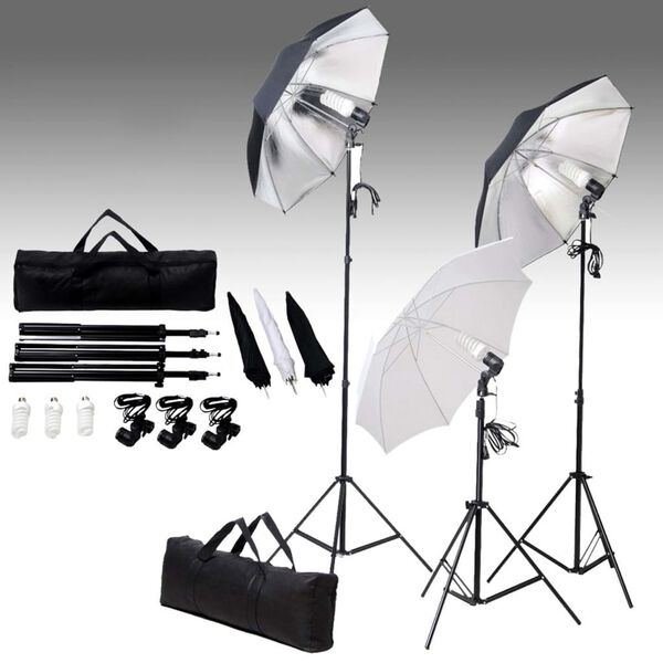 vidaXL Fotostudioset met verlichtingsset achtergrond en reflector