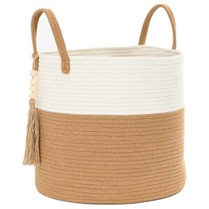 vidaXL Opbergmand &Oslash; 40x35 cm katoen bruin en wit