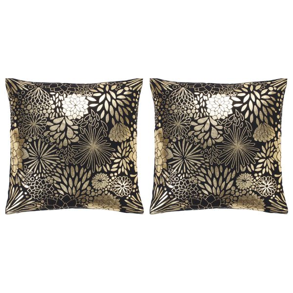 vidaXL Kussens 2 st foliebedrukt 40x40 cm katoen zwart en goudkleurig