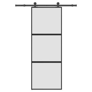 vidaXL Schuifdeur met beslag 76x205 cm gehard glas en aluminium