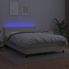 vidaXL Boxspring met matras en LED kunstleer cr&egrave;mekleurig 140x200 cm