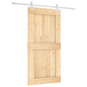 vidaXL Schuifdeur Natuurlijk en Wit 100 x 210 cm Massief Grenenhout