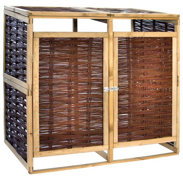 vidaXL Containerberging dubbel grenenhout en wicker