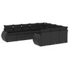 vidaXL 10-delige Loungeset met kussens poly rattan zwart