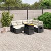 vidaXL 8-delige Loungeset met kussens poly rattan zwart