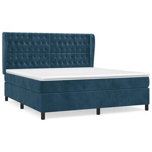 vidaXL Boxspring met matras fluweel donkerblauw 140x200 cm