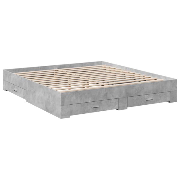 vidaXL Bedframe met lades bewerkt hout betongrijs 200x200 cm