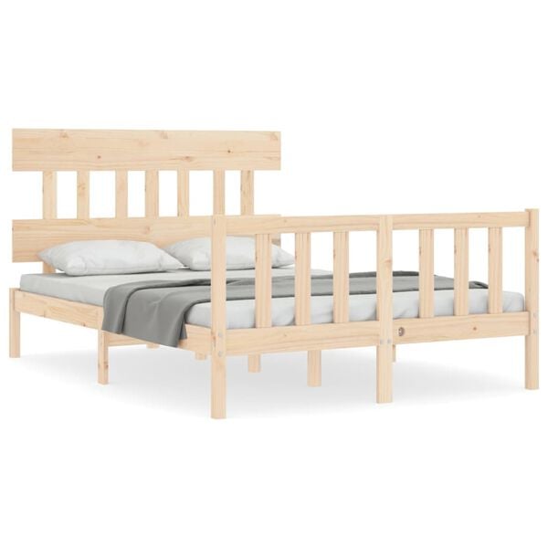 vidaXL Bedframe met hoofdbord massief hout